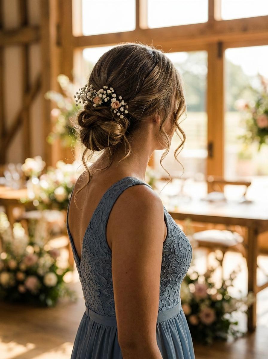 Lockerer Low Bun - elegante Brautjungfernfrisur